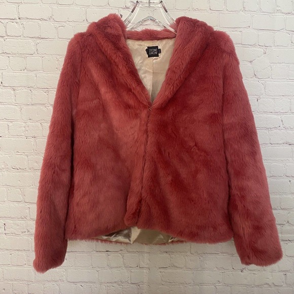 ✨ Volcom Stone Row Women's Pink Shag Embroidered This is Your Future Jacket - Picture 4 of 7